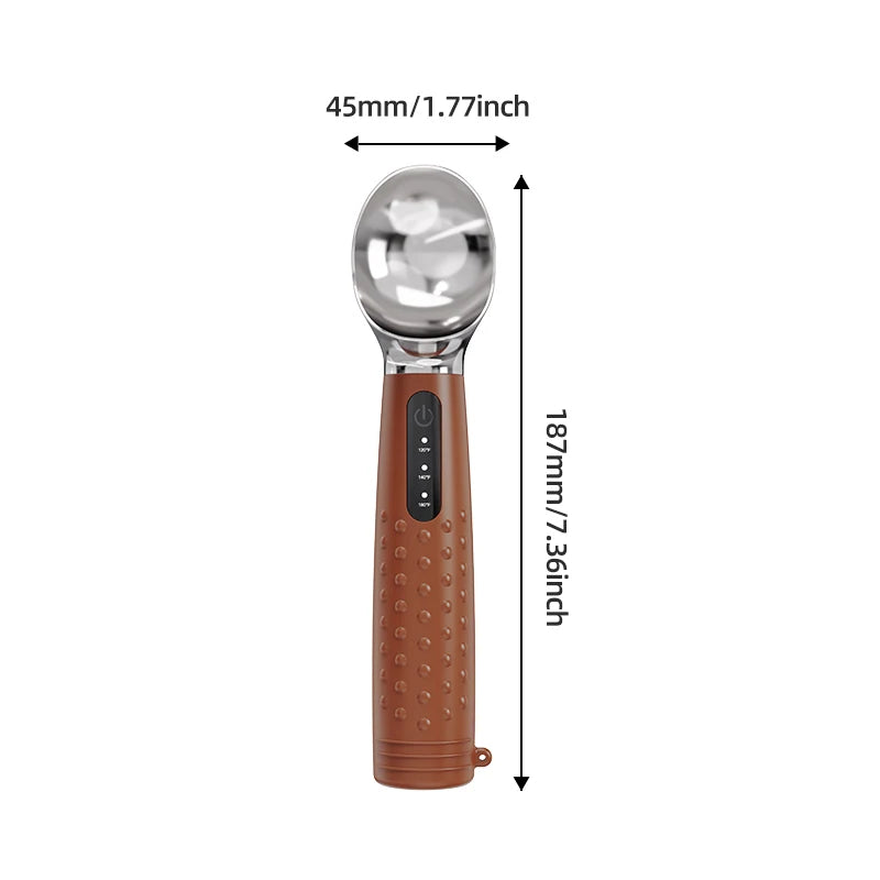 Cuillère à Glace Chauffante Rechargeable - Cuillère Chauffée Température Réglable, Idéale Boules de Glace, Usage Pro et Maison
