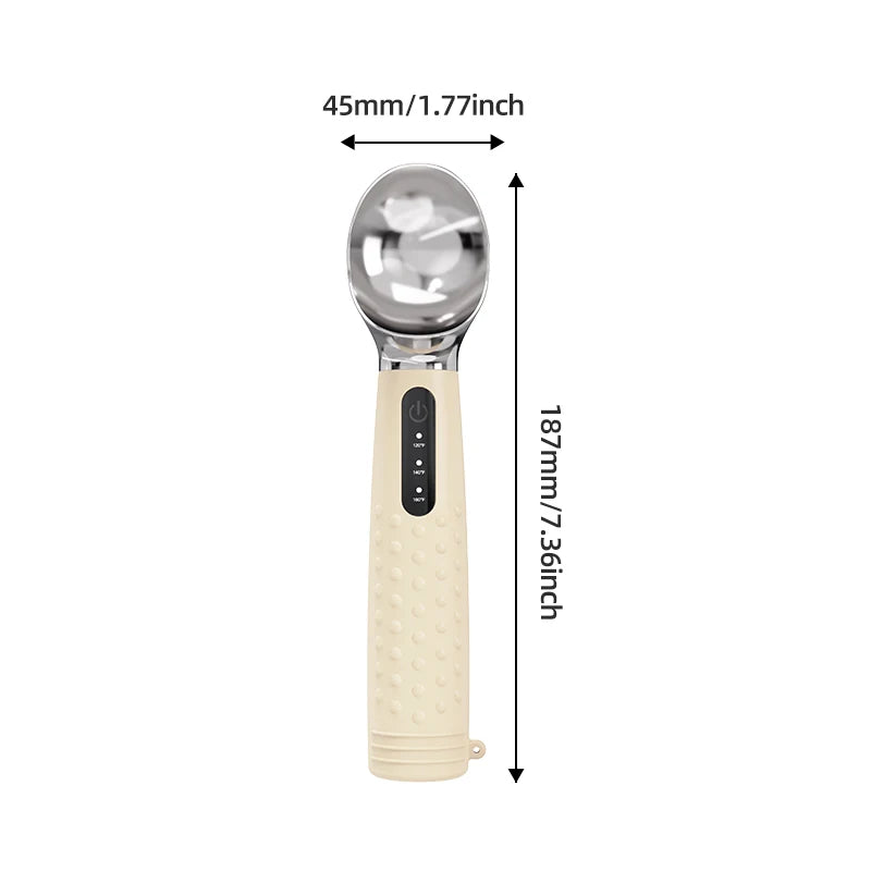Cuillère à Glace Chauffante Rechargeable - Cuillère Chauffée Température Réglable, Idéale Boules de Glace, Usage Pro et Maison