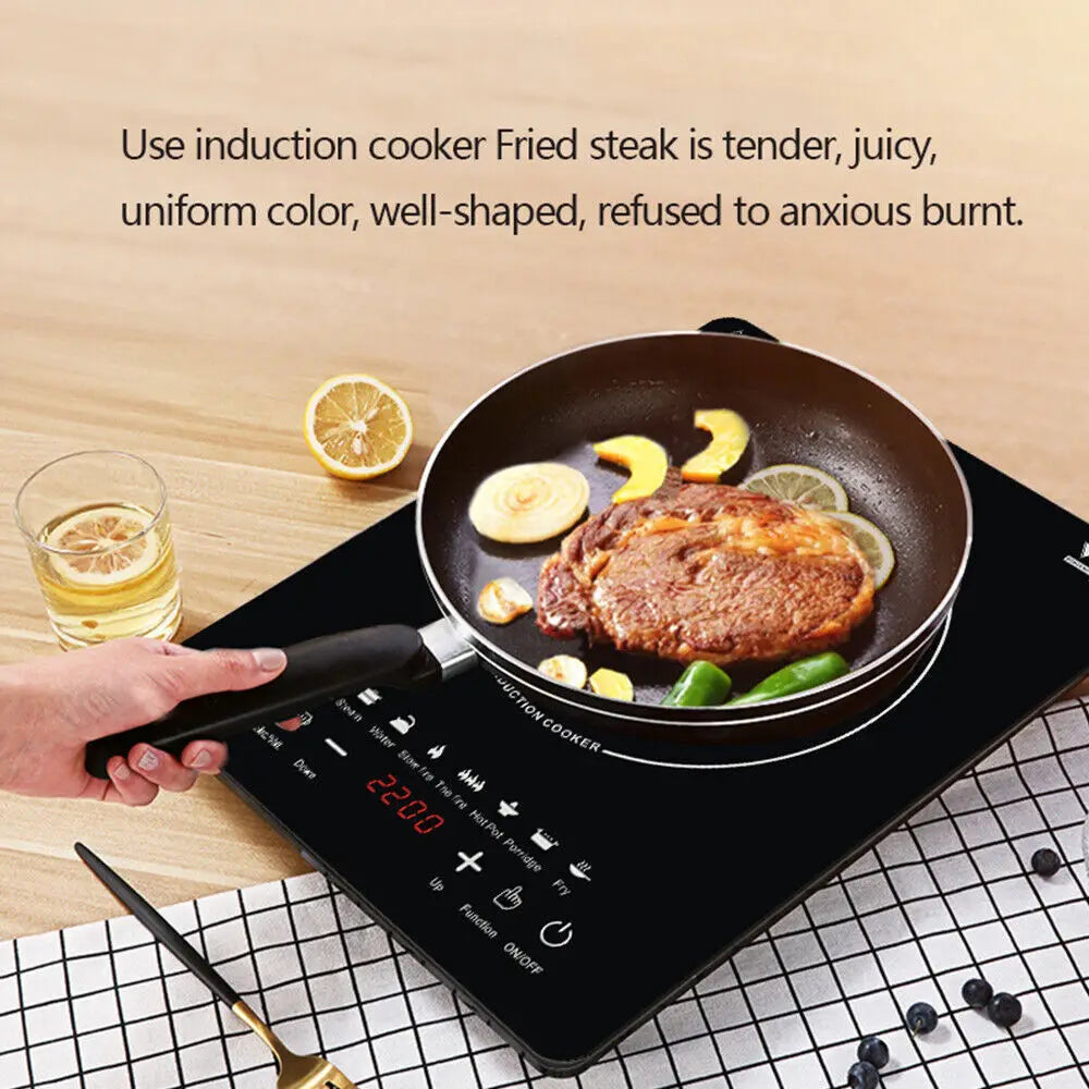 Plaque à Induction Électrique Portable 2200W - Table de Cuisson Simple Nomade, Verre Trempé Noir