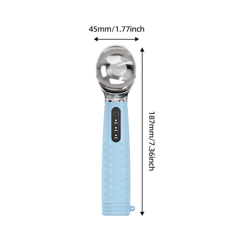 Cuillère à Glace Chauffante Rechargeable - Cuillère Chauffée Température Réglable, Idéale Boules de Glace, Usage Pro et Maison