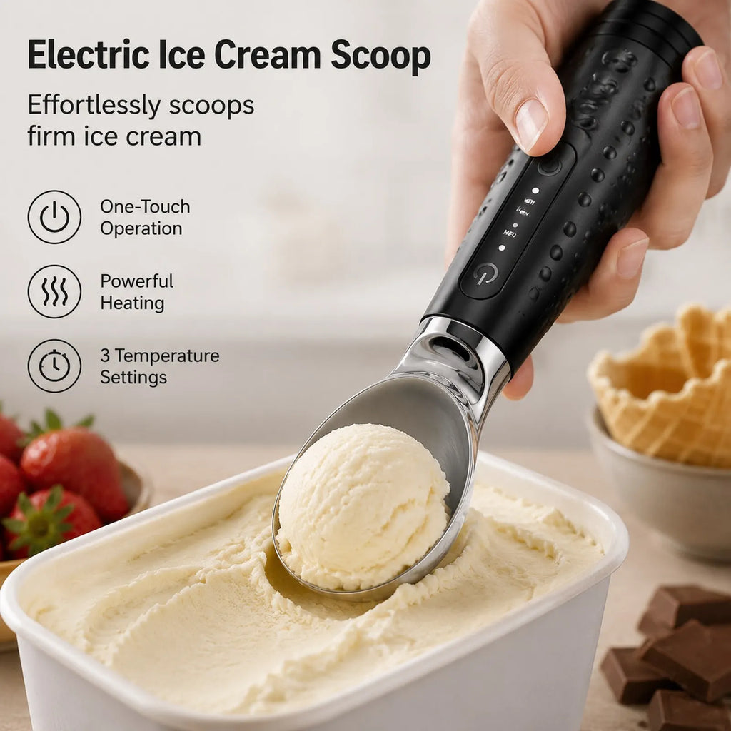 Cuillère à Glace Chauffante Rechargeable - Cuillère Chauffée Température Réglable, Idéale Boules de Glace, Usage Pro et Maison