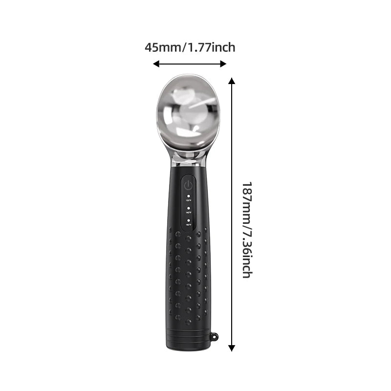 Cuillère à Glace Chauffante Rechargeable - Cuillère Chauffée Température Réglable, Idéale Boules de Glace, Usage Pro et Maison
