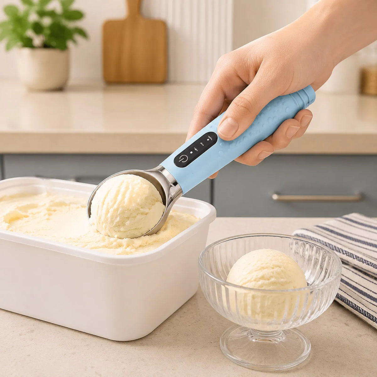Cuillère à Glace Chauffante Rechargeable - Cuillère Chauffée Température Réglable, Idéale Boules de Glace, Usage Pro et Maison