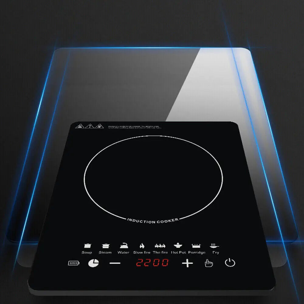 Plaque à Induction Électrique Portable 2200W - Table de Cuisson Simple Nomade, Verre Trempé Noir