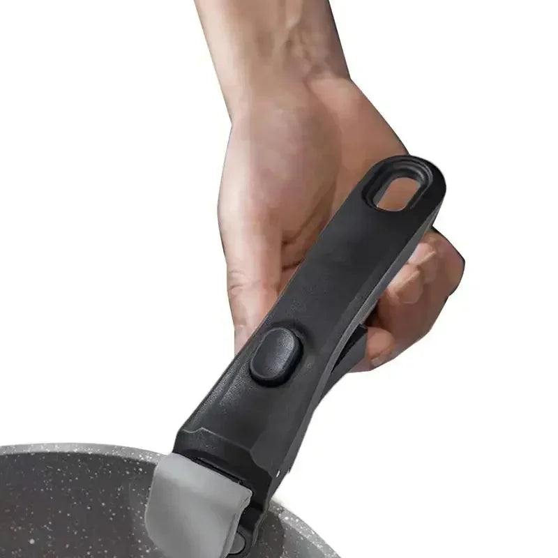 Poignée Universelle Amovible Blanche & Grise - Manche Détachable Anti-Brûlure pour Batterie de Cuisine, Compatible Toutes Casseroles