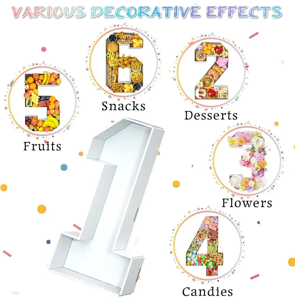 Boîte Chiffre Remplissable Carton - Contenant Bonbons et Gourmandises pour Décoration Anniversaire, Mariage, Baby Shower