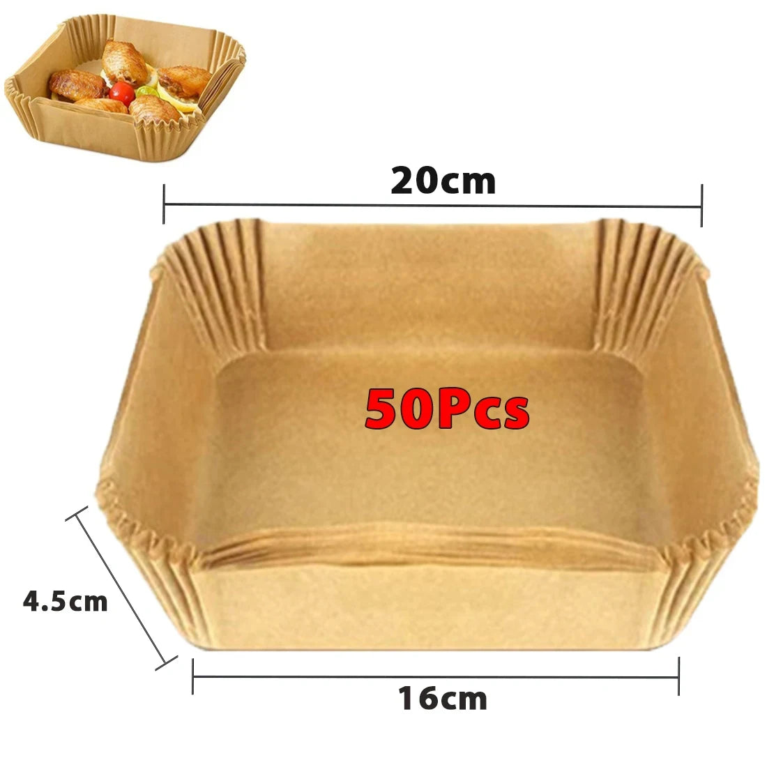 Papier Cuisson Airfryer Jetable x50 - Feuilles Antiadhésives Rondes pour Friteuse à Air, Sans Nettoyage, Qualité Alimentaire