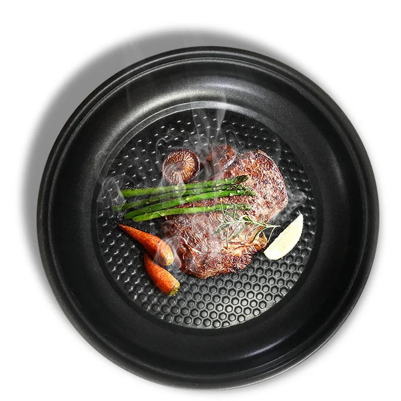 Poêle à Frire Électrique Multifonction 220V - Poêle Antiadhésive 2 Vitesses, Idéale Barbecue, Steak, Poisson, Omelette