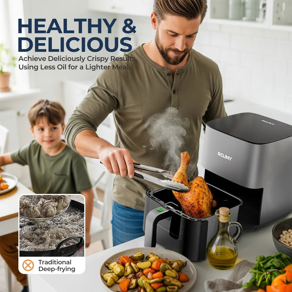 Airfryer 5L sans Huile - Friteuse Électrique à Air Chaud avec Écran Tactile, Panier Antiadhésif et Fenêtre de Visualisation