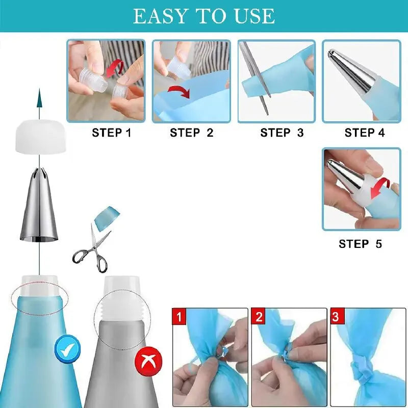 Kit Poches à Douille Silicone Réutilisables - Set Décoration Pâtisserie avec Douilles Inox, DIY Gâteaux, Qualité Professionnelle