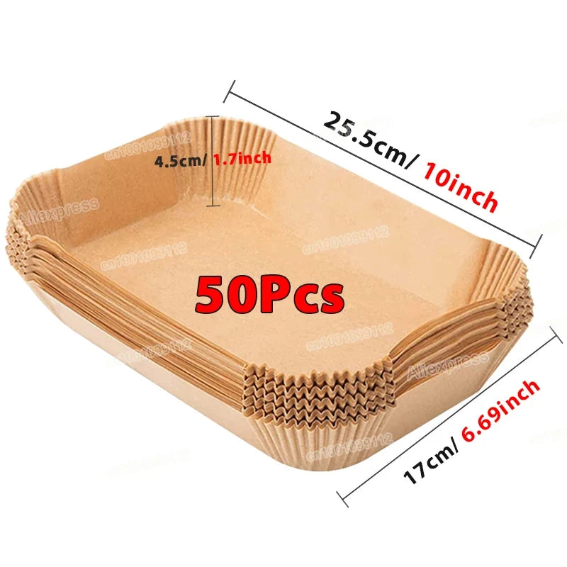 Papier Cuisson Airfryer Jetable x50 - Feuilles Antiadhésives Rondes pour Friteuse à Air, Sans Nettoyage, Qualité Alimentaire