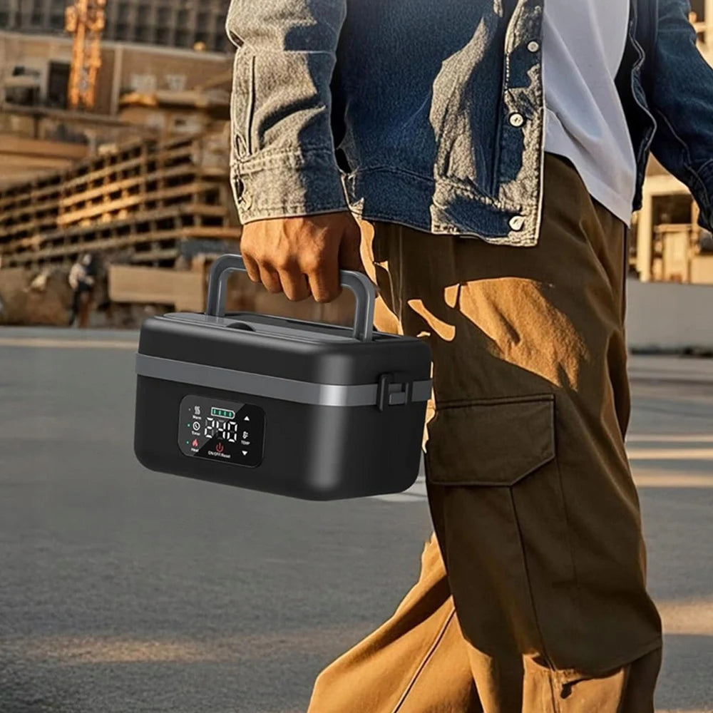 Lunch Box Chauffante Électrique Portable 1000ml - Boîte Repas Isotherme Sans Fil Réchauffant, Idéale Bureau, Chantier, Voyage