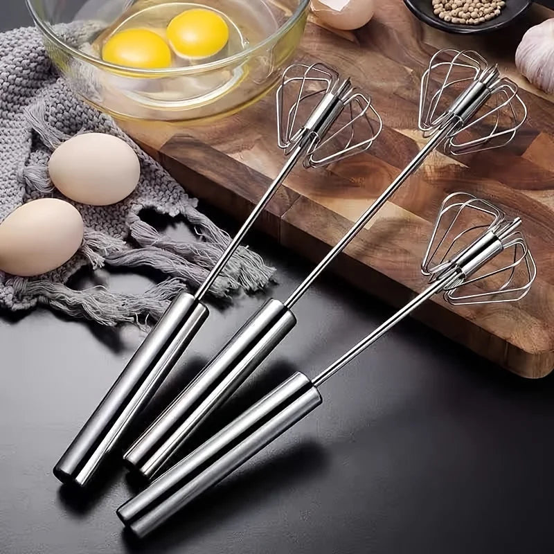 Batteur à Œufs Manuel Inox - Fouet Semi-Automatique Robuste, Multifonction Mousseur à Lait, Cuisine et Pâtisserie
