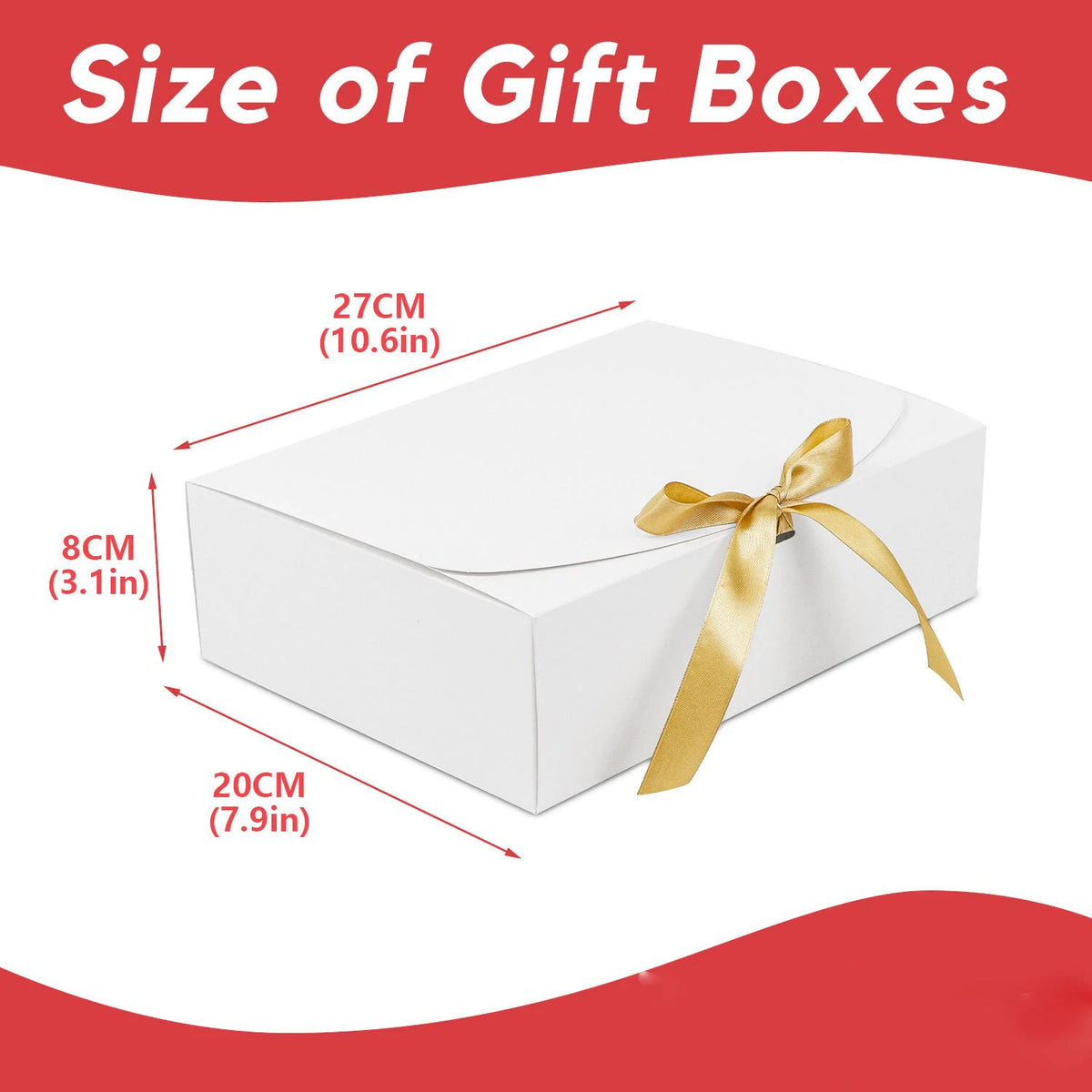 Grande Boîte Cadeau Blanche avec Nœud x3 - Boîte Carton Tout-en-Un, Mariage, Anniversaire, Rangement Bonbons et Cookies