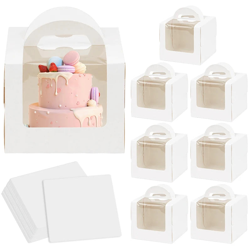 Boîte à Gâteau Fenêtre Transparente x10 - Emballage Carton Cupcake Muffin, Mariage, Anniversaire, Baby Shower