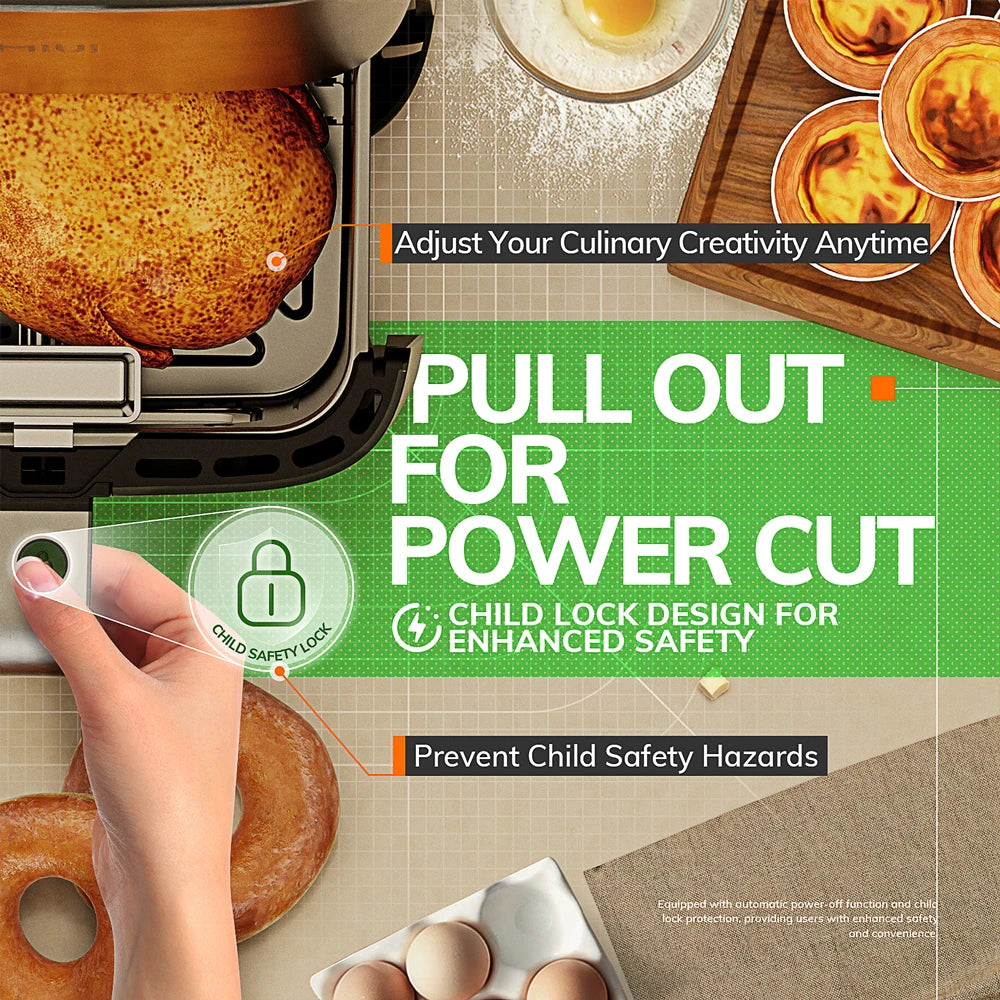 Airfryer 5L sans Huile - Friteuse Électrique à Air Chaud avec Écran Tactile, Panier Antiadhésif et Fenêtre de Visualisation
