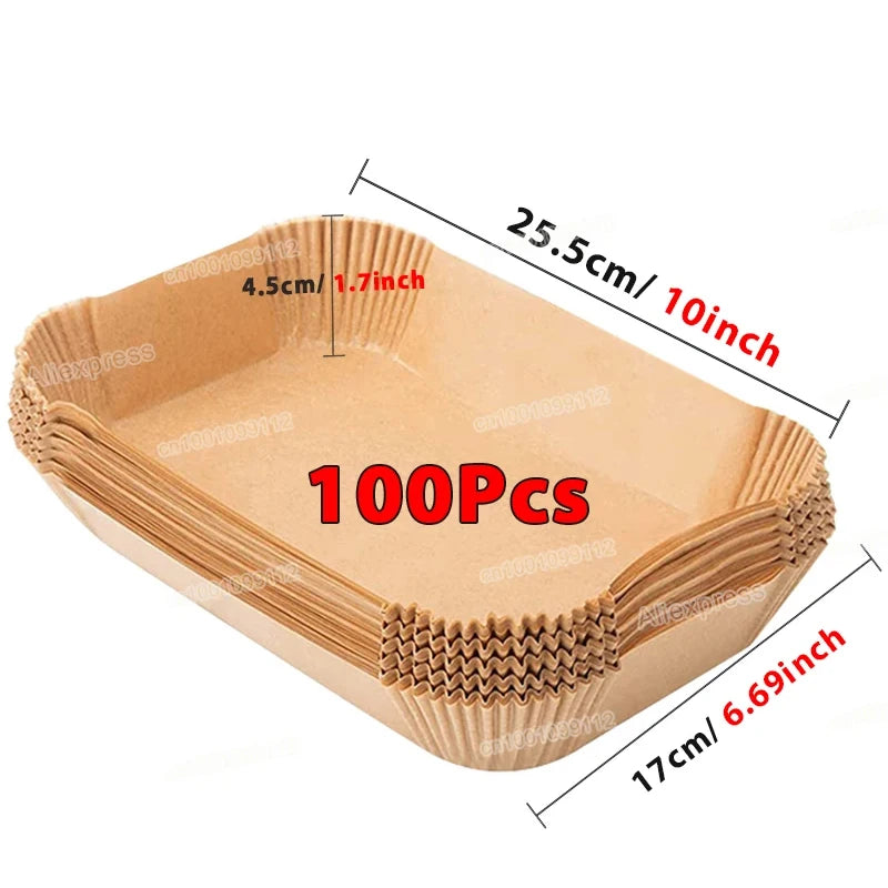 Papier Cuisson Airfryer Jetable x50 - Feuilles Antiadhésives Rondes pour Friteuse à Air, Sans Nettoyage, Qualité Alimentaire