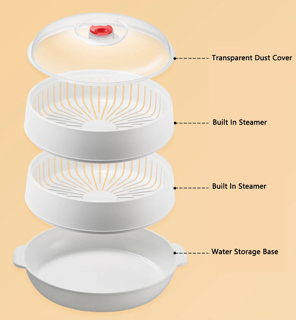 Boîte Vapeur Micro-Ondes Grande Capacité - Cuiseur Vapeur Multifonction avec Évacuation Vapeur, Idéal Cuisine Familiale