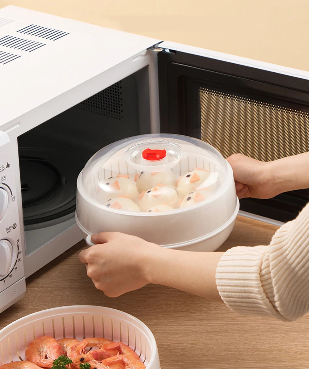 Boîte Vapeur Micro-Ondes Grande Capacité - Cuiseur Vapeur Multifonction avec Évacuation Vapeur, Idéal Cuisine Familiale