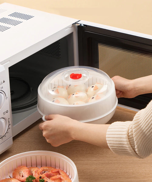 Boîte Vapeur Micro-Ondes Grande Capacité - Cuiseur Vapeur Multifonction avec Évacuation Vapeur, Idéal Cuisine Familiale