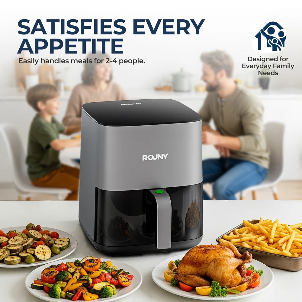 Airfryer 5L sans Huile - Friteuse Électrique à Air Chaud avec Écran Tactile, Panier Antiadhésif et Fenêtre de Visualisation