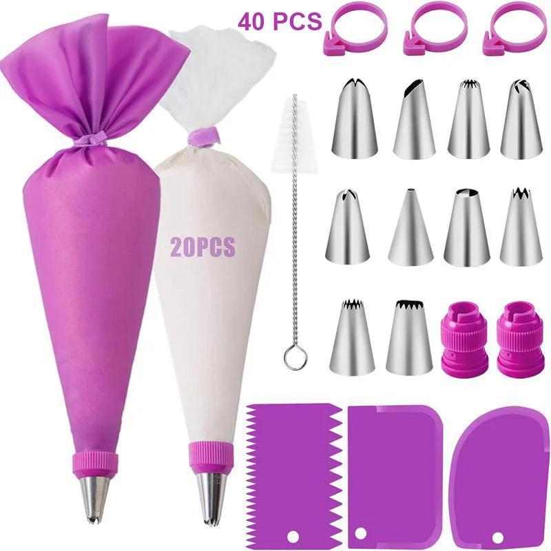 Kit Poches à Douille Silicone Réutilisables - Set Décoration Pâtisserie avec Douilles Inox, DIY Gâteaux, Qualité Professionnelle