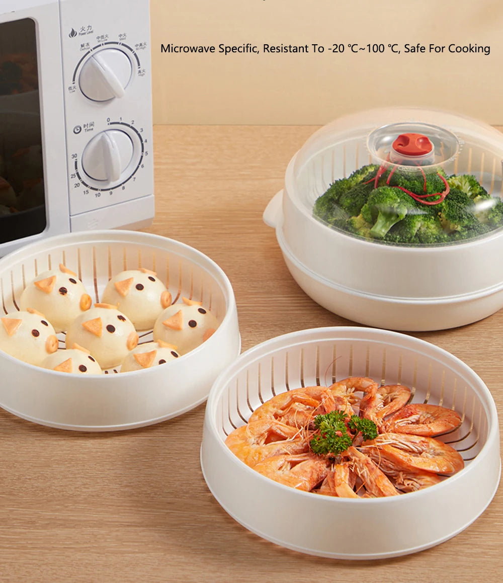 Boîte Vapeur Micro-Ondes Grande Capacité - Cuiseur Vapeur Multifonction avec Évacuation Vapeur, Idéal Cuisine Familiale
