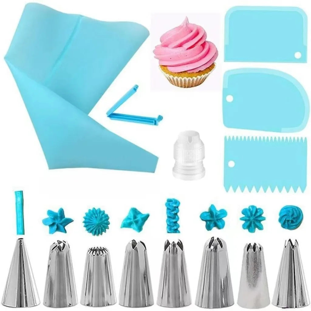 Kit Poches à Douille Silicone Réutilisables - Set Décoration Pâtisserie avec Douilles Inox, DIY Gâteaux, Qualité Professionnelle