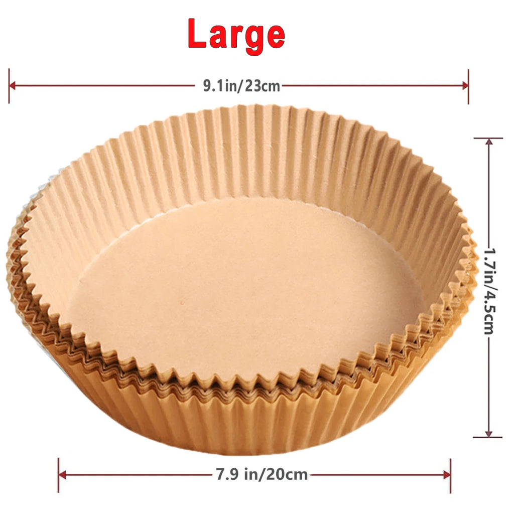 Papier Cuisson Airfryer Jetable x50 - Feuilles Antiadhésives Rondes pour Friteuse à Air, Sans Nettoyage, Qualité Alimentaire