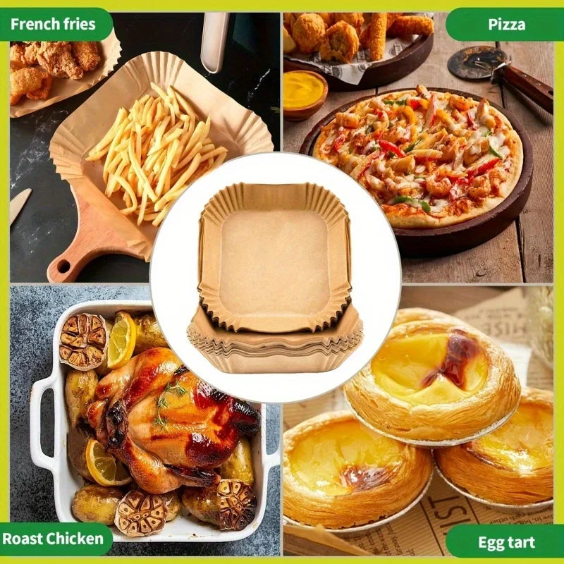 Papier Cuisson Airfryer 20cm - Feuilles Parchemin Antiadhésives Rondes pour Friteuse à Air, Four, Micro-Ondes