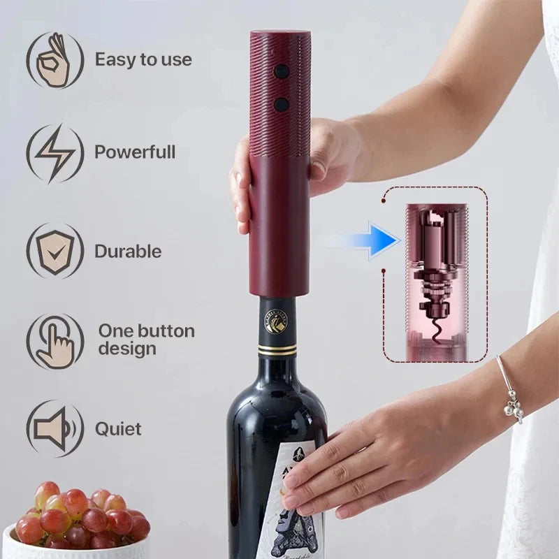Ouvre-Bouteille Électrique Automatique - Tire-Bouchon Vin Rechargeable USB, Ouvre Bouteille de Vin 1 Clic, Accessoire Sommelier Cuisine