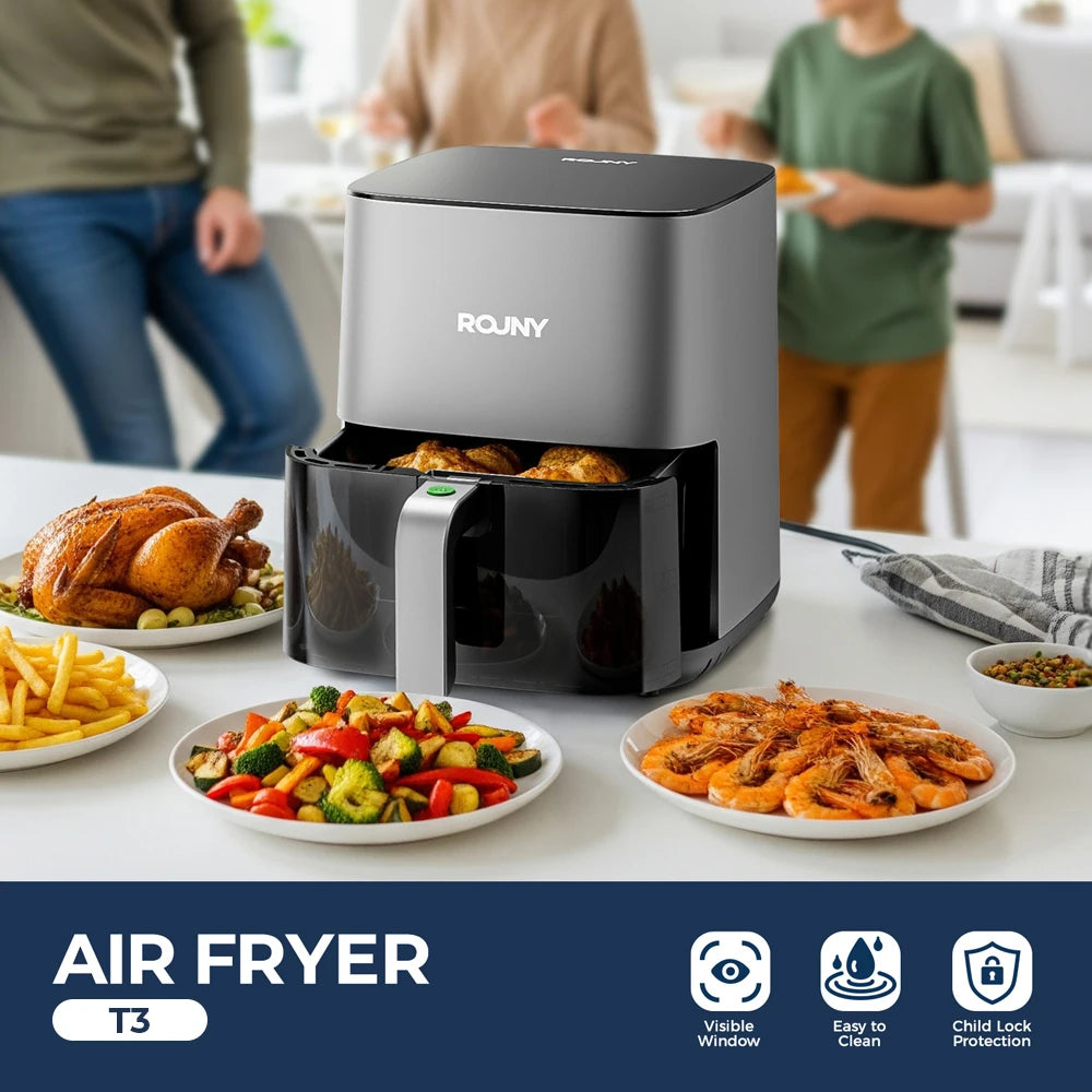 Airfryer 5L sans Huile - Friteuse Électrique à Air Chaud avec Écran Tactile, Panier Antiadhésif et Fenêtre de Visualisation