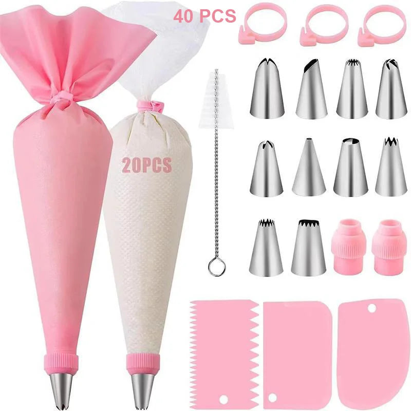 Kit Poches à Douille Silicone Réutilisables - Set Décoration Pâtisserie avec Douilles Inox, DIY Gâteaux, Qualité Professionnelle