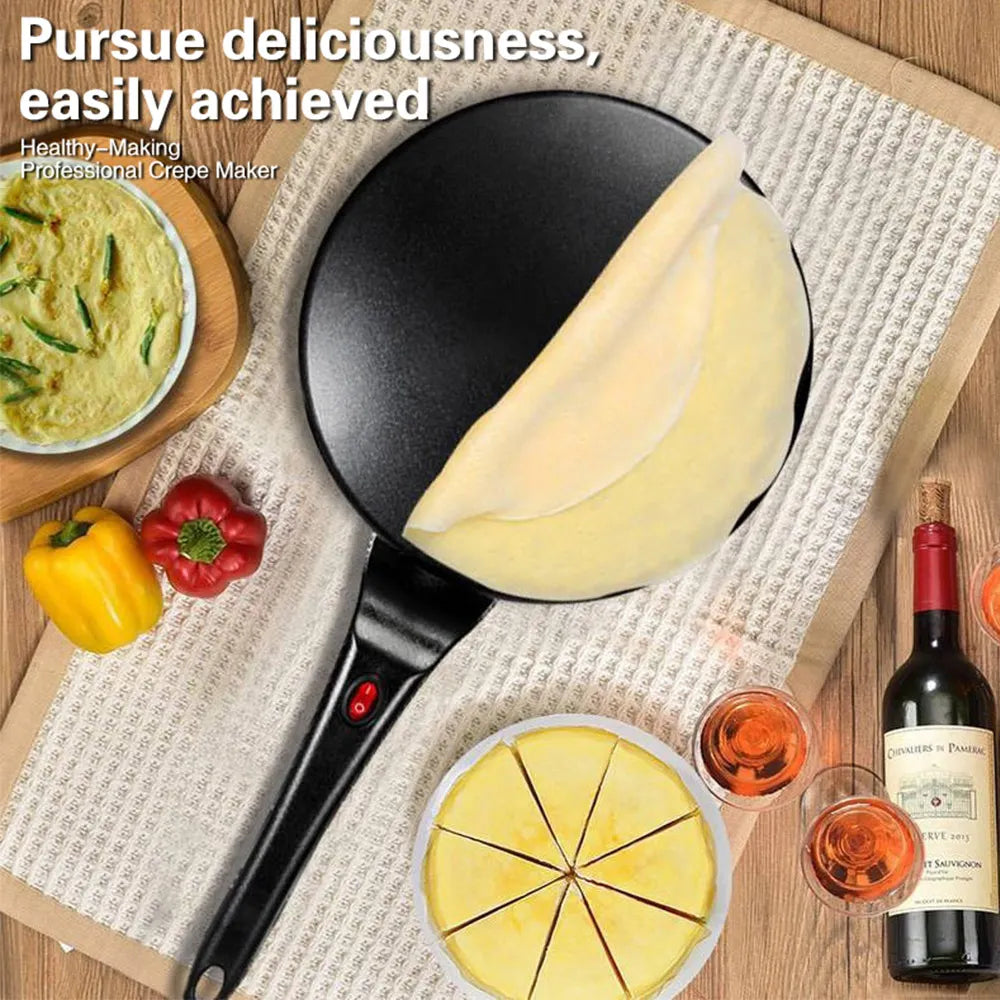 Crêpière Électrique Multifonction 700W - Machine à Crêpes, Pancakes, Galettes de Printemps, Plaque Antiadhésive
