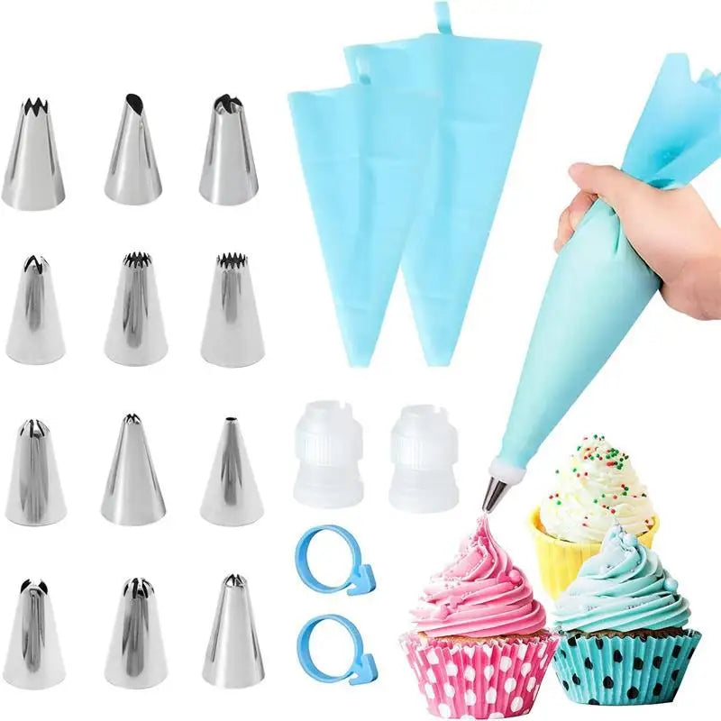 Kit Poches à Douille Silicone Réutilisables - Set Décoration Pâtisserie avec Douilles Inox, DIY Gâteaux, Qualité Professionnelle