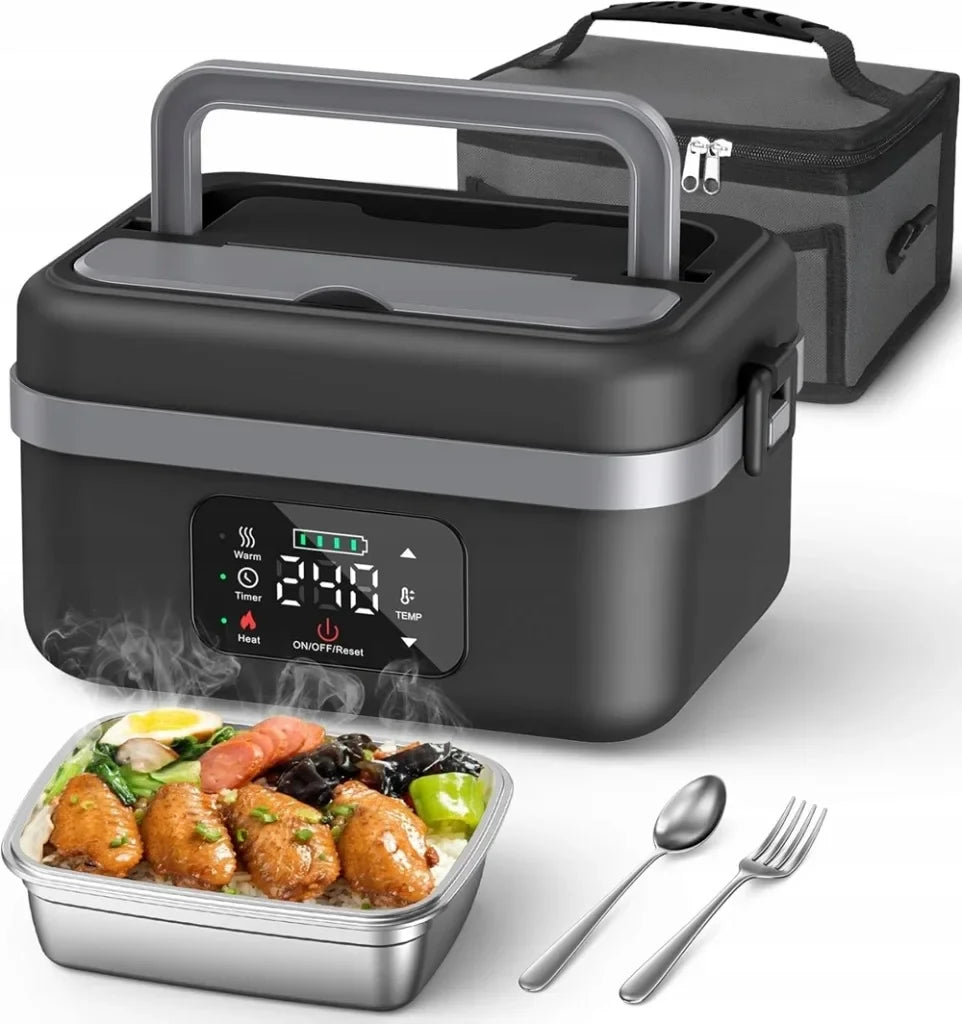 Lunch Box Chauffante Électrique Portable 1000ml - Boîte Repas Isotherme Sans Fil Réchauffant, Idéale Bureau, Chantier, Voyage