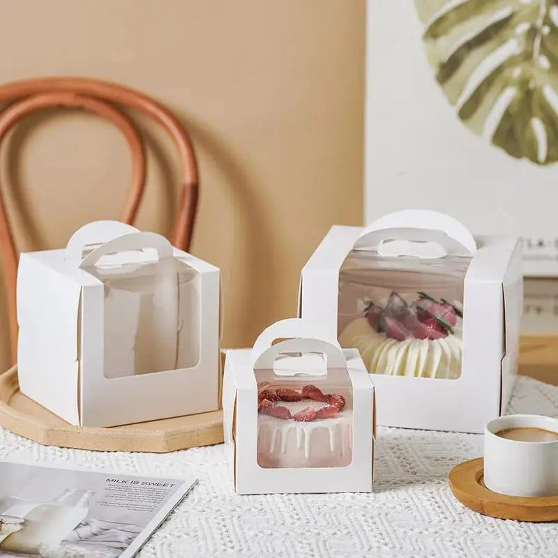 Boîte à Gâteau Fenêtre Transparente x10 - Emballage Carton Cupcake Muffin, Mariage, Anniversaire, Baby Shower