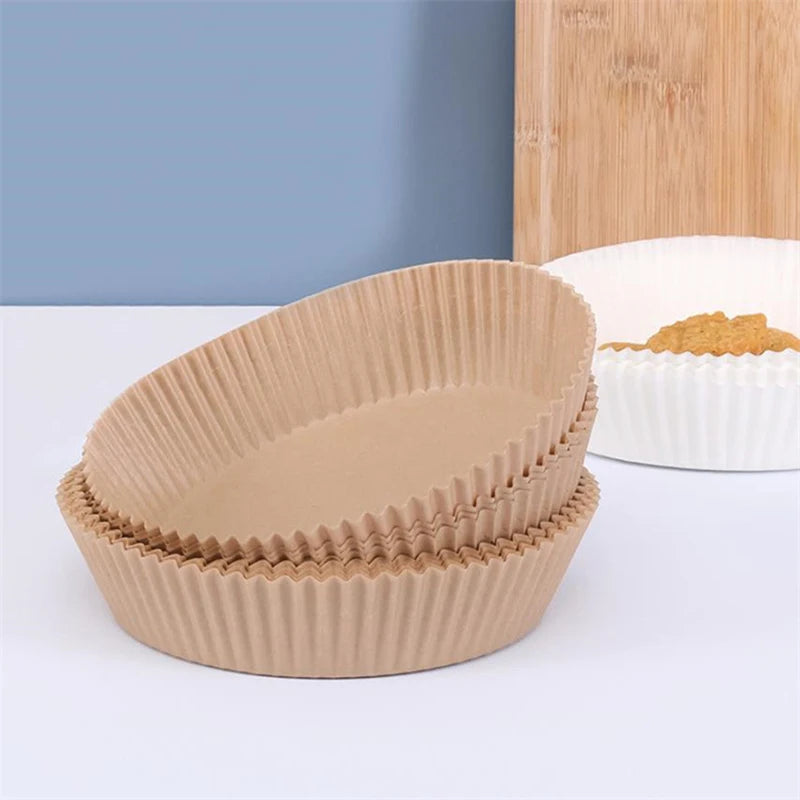 Papier Cuisson Airfryer Jetable x50 - Feuilles Antiadhésives Rondes pour Friteuse à Air, Sans Nettoyage, Qualité Alimentaire
