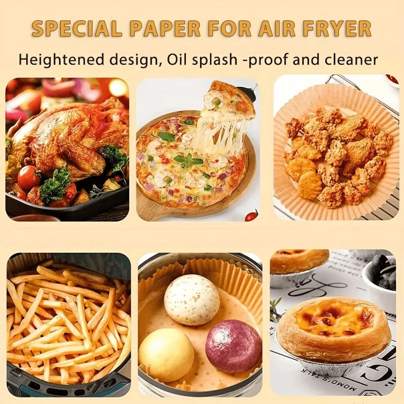 Papier Cuisson Airfryer 20cm - Feuilles Parchemin Antiadhésives Rondes pour Friteuse à Air, Four, Micro-Ondes