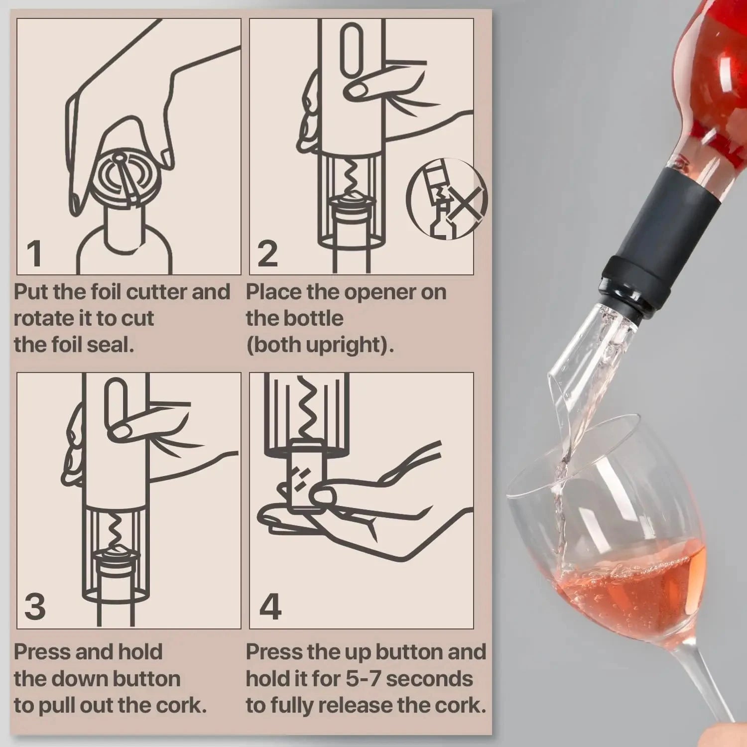 Ouvre-Bouteille Électrique Automatique - Tire-Bouchon Vin Rechargeable USB, Ouvre Bouteille de Vin 1 Clic, Accessoire Sommelier Cuisine
