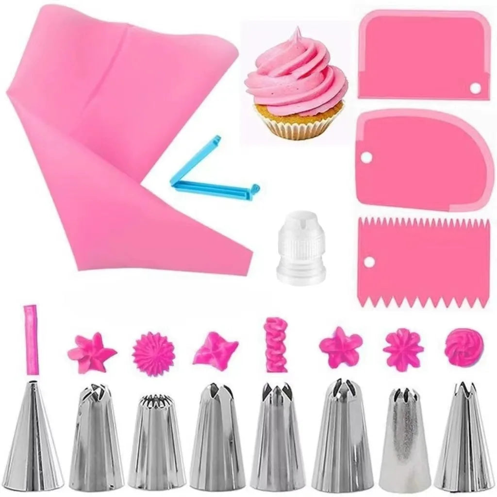 Kit Poches à Douille Silicone Réutilisables - Set Décoration Pâtisserie avec Douilles Inox, DIY Gâteaux, Qualité Professionnelle