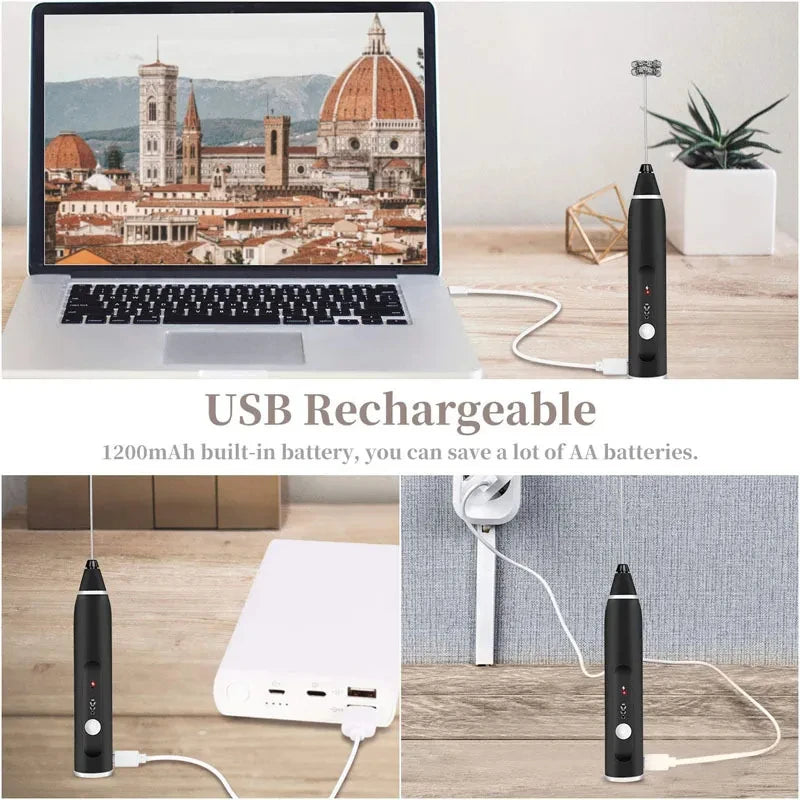 Mousseur à Lait Électrique Portable USB - Mini Fouet Mixeur Rechargeable, Idéal Cappuccino, Café, Œufs, Qualité Professionnelle