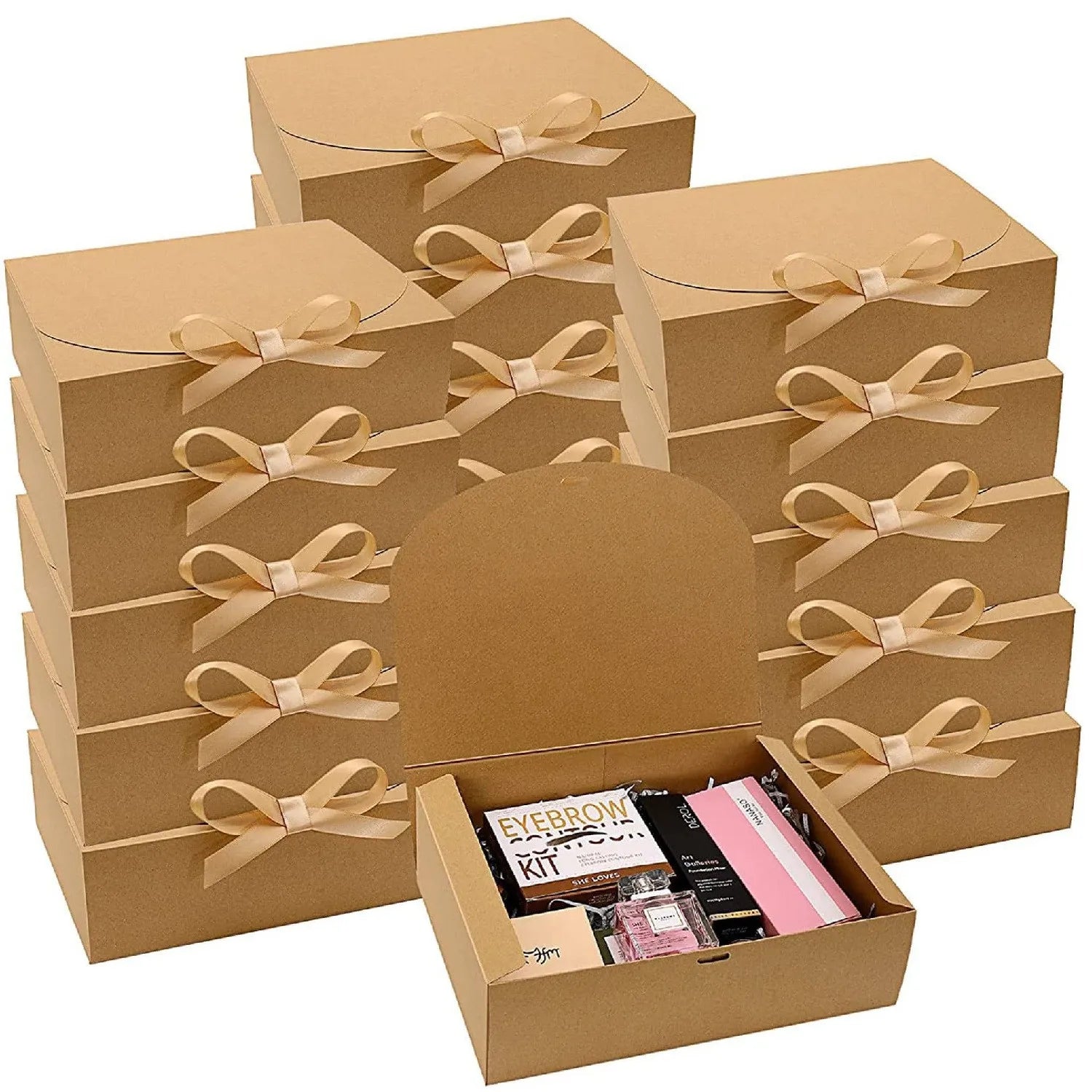 Grande Boîte Cadeau Blanche avec Nœud x3 - Boîte Carton Tout-en-Un, Mariage, Anniversaire, Rangement Bonbons et Cookies
