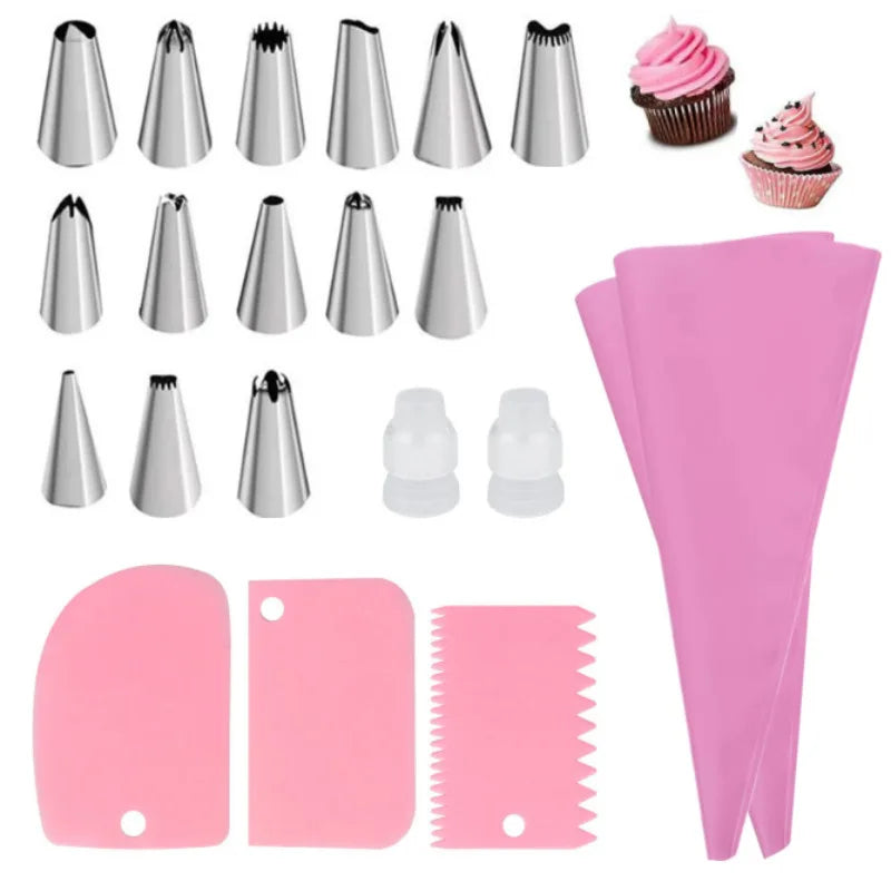 Kit Poches à Douille Silicone Réutilisables - Set Décoration Pâtisserie avec Douilles Inox, DIY Gâteaux, Qualité Professionnelle
