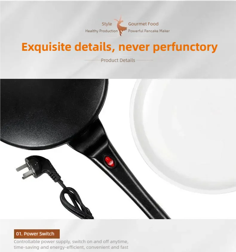 Crêpière Électrique Multifonction 700W - Machine à Crêpes, Pancakes, Galettes de Printemps, Plaque Antiadhésive