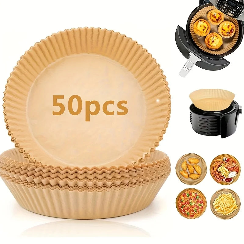 Papier Cuisson Airfryer 20cm - Feuilles Parchemin Antiadhésives Rondes pour Friteuse à Air, Four, Micro-Ondes