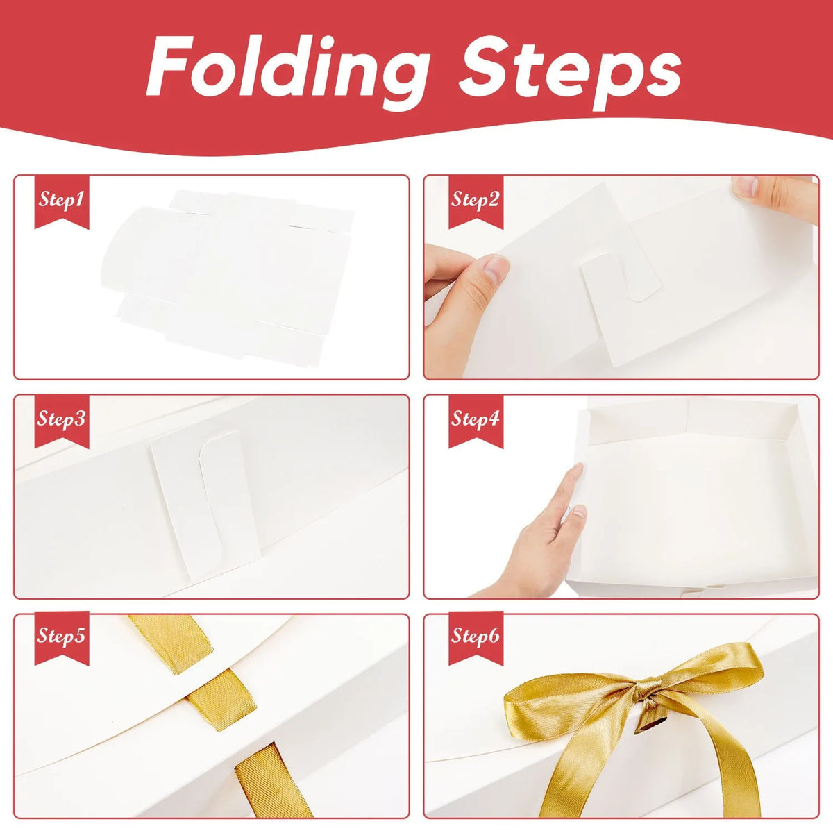 Grande Boîte Cadeau Blanche avec Nœud x3 - Boîte Carton Tout-en-Un, Mariage, Anniversaire, Rangement Bonbons et Cookies