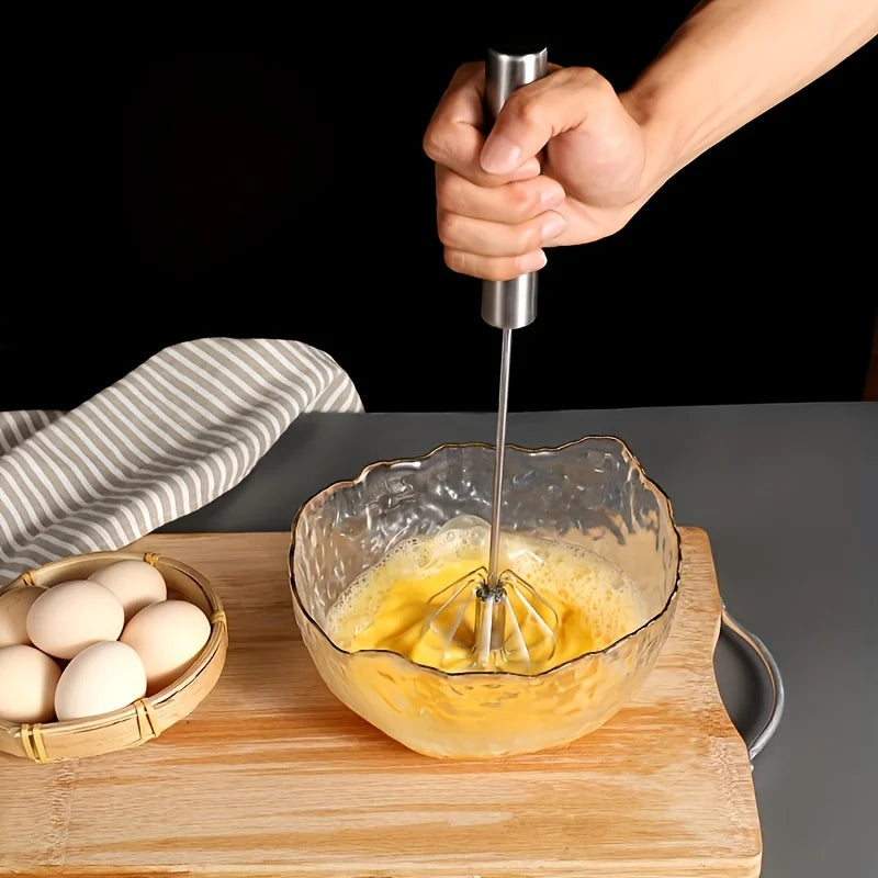 Batteur à Œufs Manuel Inox - Fouet Semi-Automatique Robuste, Multifonction Mousseur à Lait, Cuisine et Pâtisserie