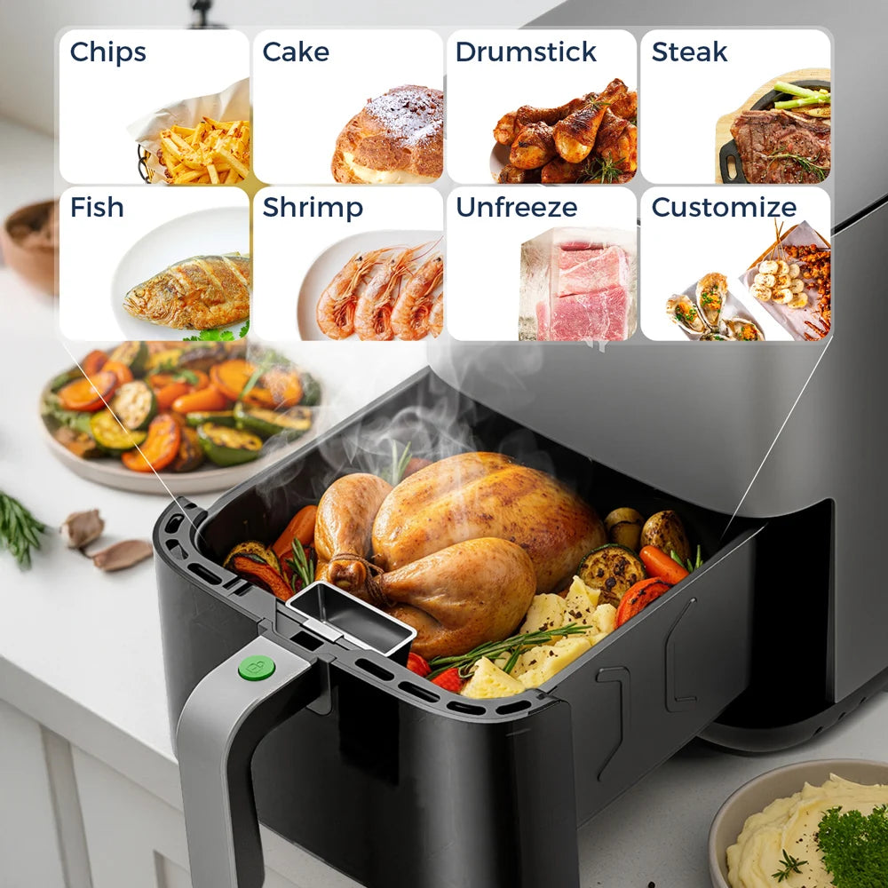 Airfryer 5L sans Huile - Friteuse Électrique à Air Chaud avec Écran Tactile, Panier Antiadhésif et Fenêtre de Visualisation