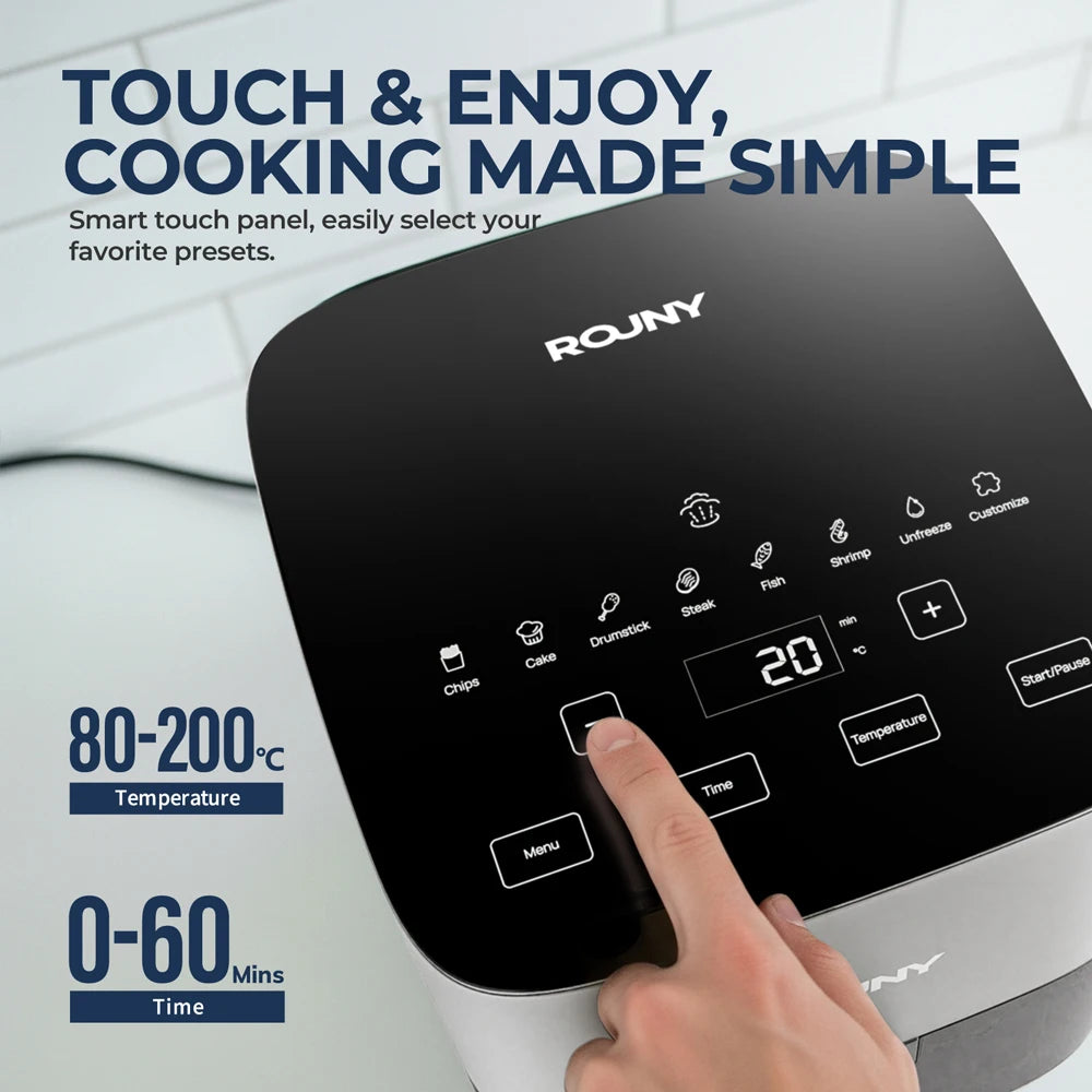 Airfryer 5L sans Huile - Friteuse Électrique à Air Chaud avec Écran Tactile, Panier Antiadhésif et Fenêtre de Visualisation